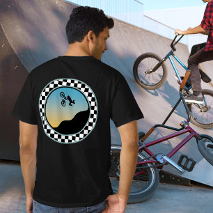 Camiseta Diseño de redondo de comprobación cruzada de moto