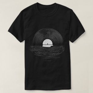 Camiseta Diseño de reflejo de puesta de sol en disco de vin