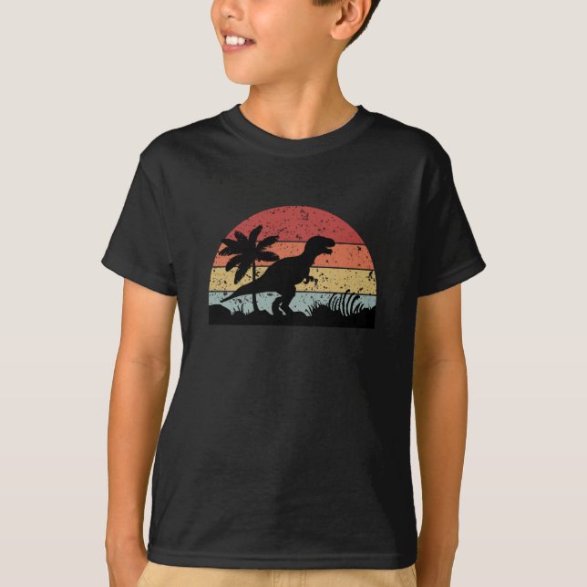 Camiseta Diseño de regalo de dinosaurio vintage Sunset (Anverso)