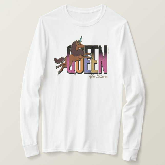Camiseta Diseño de Reina de Afro Unicornio (Anverso del diseño)