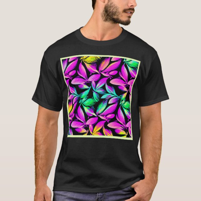 Camiseta Diseño de repetición florística vibrante (Anverso)