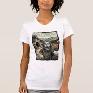 Camiseta Diseño de retrato barbudo sorprendido de grabado v