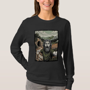 Camiseta Diseño de retrato barbudo sorprendido de grabado v