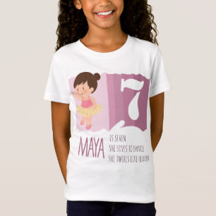 Camiseta Diseño de Rima para Cumpleaños 7 de Niña Rosa Dulc
