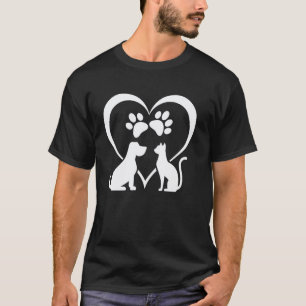 Camiseta Diseño de ritmo cardíaco de perro y gato para aman