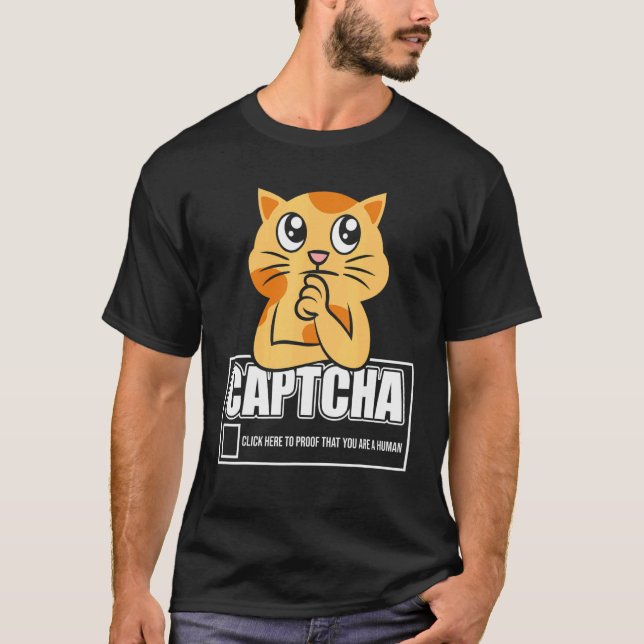 Camiseta Diseño de Robot de Gato Captcha (Anverso)