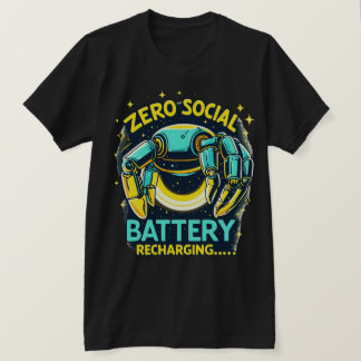 Camiseta Diseño de Robot Recargador de Batería Social Cero