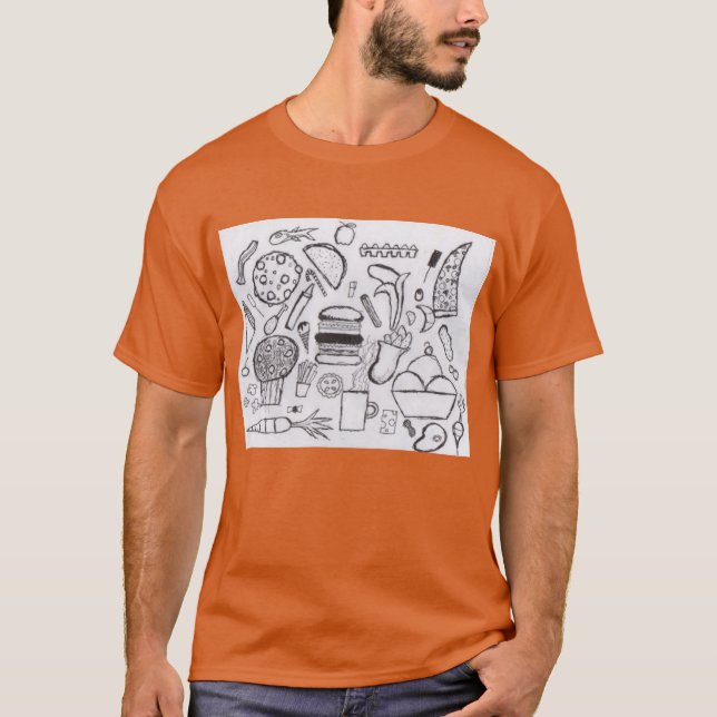 Camiseta Diseño de rock de punk #7 Comida en Naranja regula (Anverso)