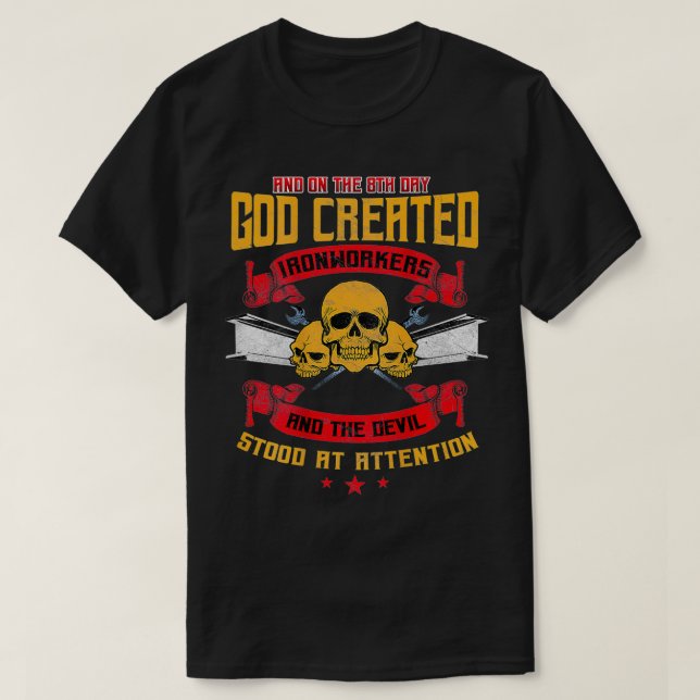 Camiseta Diseño de Rodbuster Metalizado de Ironworker En La (Diseño del anverso)