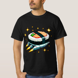 Camiseta Diseño de rollo de sushi de cadera espacial Pixel 