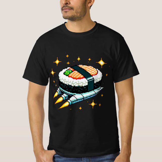 Camiseta Diseño de rollo de sushi de cadera espacial Pixel  (Anverso)