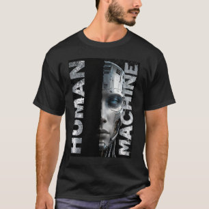 Camiseta Diseño de ropa urbana cyberpunk: Humano vs Máquina
