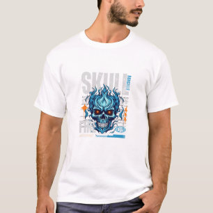 Camiseta Diseño de ropa urbana de cráneo de llama azul G