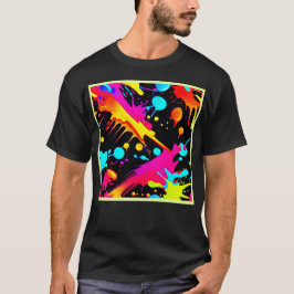 Camiseta Diseño de salpicaduras de tinta de neón