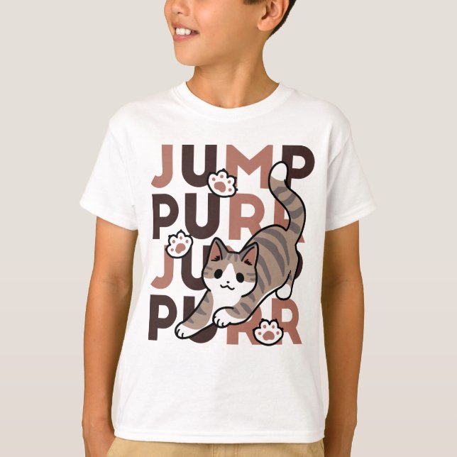 Camiseta Diseño de salto de gato lúdico - Grabación de Pun  (Anverso)