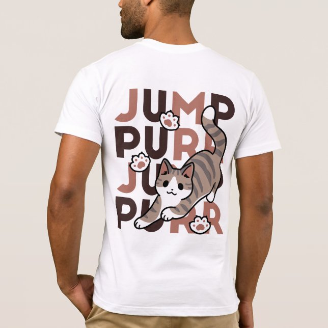 Camiseta Diseño de salto de gato lúdico - Grabación de Pun  (Reverso)