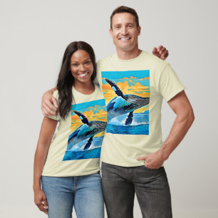 Camiseta Diseño de Salto de Libertad Oceánica de Ballena Jo