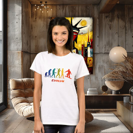 Camiseta Diseño de Salto de Silueta de Evolución de Snowboa