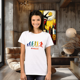 Camiseta Diseño de Salto de Silueta de Evolución de Snowboa