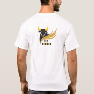 Camiseta diseño de saludo de Eid mubarak con icono de toro 