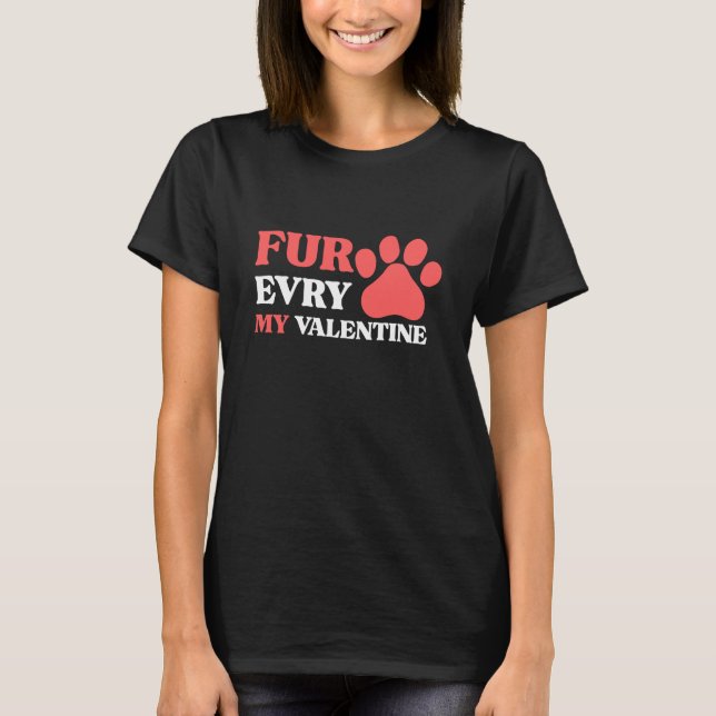 Camiseta Diseño de San Valentín de pata de perro lindo para (Anverso)