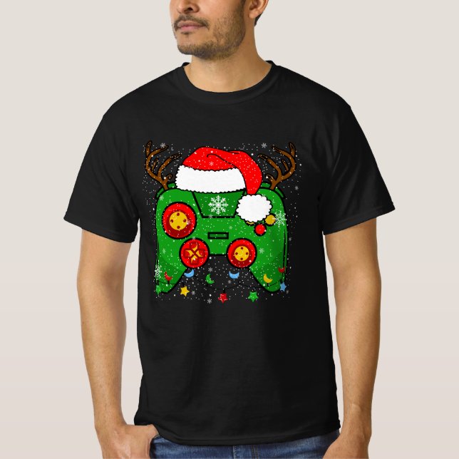 Camiseta Diseño de Santa con Navidades Gamepad (Anverso)