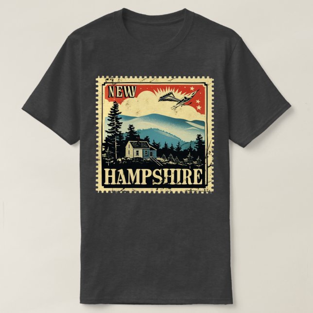 Camiseta Diseño de sellos de viaje de New Hampshire (Diseño del anverso)