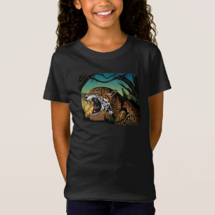Camiseta Diseño de selva de jaguar gruñón – Gato salvaje te