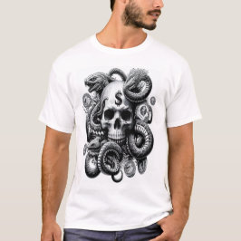 Camiseta diseño de serpiente de cráneo