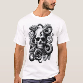 Camiseta diseño de serpiente de cráneo