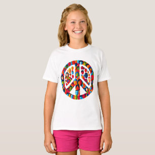 Camiseta Diseño de signo de paz de unidad global de diversi