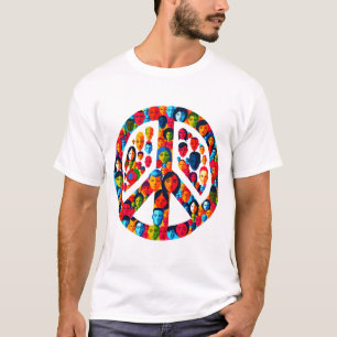 Camiseta Diseño de signo de paz de unidad global de diversi