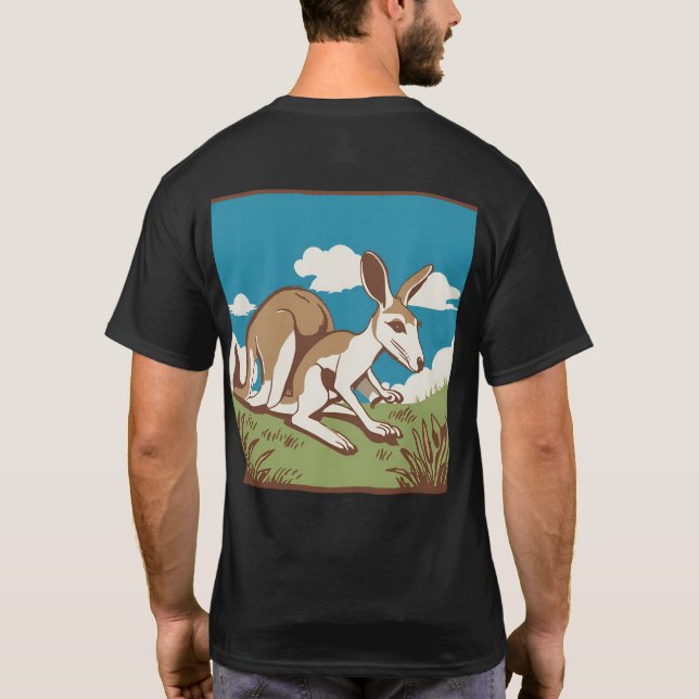 Camiseta Diseño de silueta canguro (Reverso)