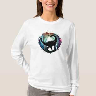 Camiseta Diseño de silueta de bosque de dinosaurios estegos