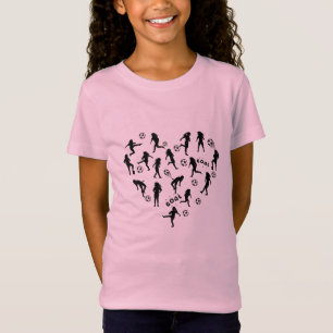 Camiseta Diseño de silueta de chicas futbolistas en forma d