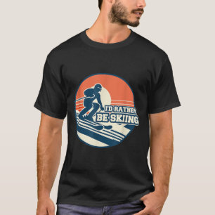 Camiseta Diseño de silueta de esquí con Sunset Gradi