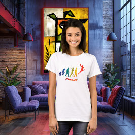 Camiseta Diseño de Silueta de Evolución de Baloncesto con M