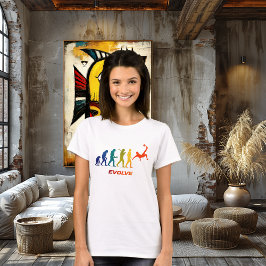 Camiseta Diseño de Silueta de Evolución de Fútbol Patada de