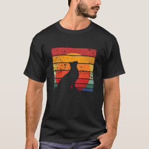Camiseta Diseño de silueta de gato angustiado atardecer ret