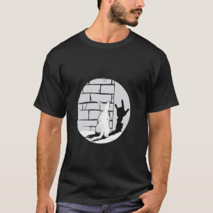 Camiseta Diseño de silueta de gato artístico jugando con so