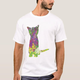 Camiseta Diseño de silueta de gato multicolor