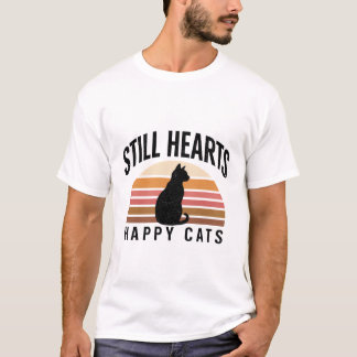 Camiseta Diseño de silueta de gato negro chic con huella de