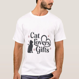 Camiseta Diseño de silueta de gato negro chic con huella de