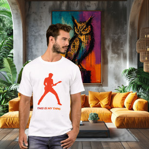 Camiseta Diseño de Silueta de Guitarra Eléctrica Acción Est