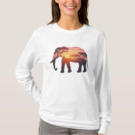Camiseta Diseño de silueta elefante de doble exposición - S