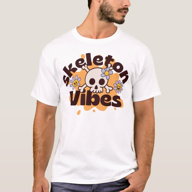 Camiseta Diseño de Skeleton Vibes Cute Skull (Anverso)