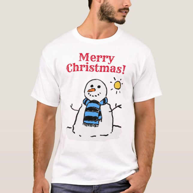 Camiseta Diseño de Snowman con saludo. Navidad (Anverso)