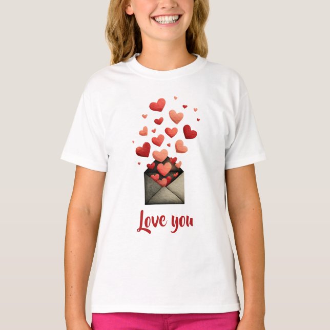 Camiseta Diseño de Sobre de San Valentín 'Te Amo' (Anverso)
