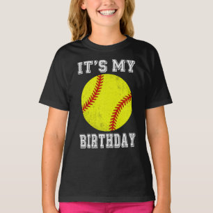 Camiseta Diseño de Softbol 'Es Mi Cumpleaños'