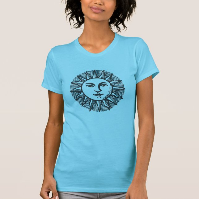 Camiseta Diseño de sol negro antiguo lindo 2 (Anverso)